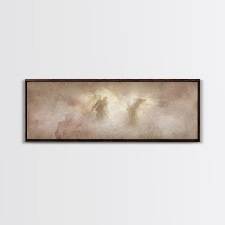 Angels In The Mist | Framed Canvas Print | Panoramic Painting | Christian Art Canvas | Christian Wall Art | Christian Painting | Christmas