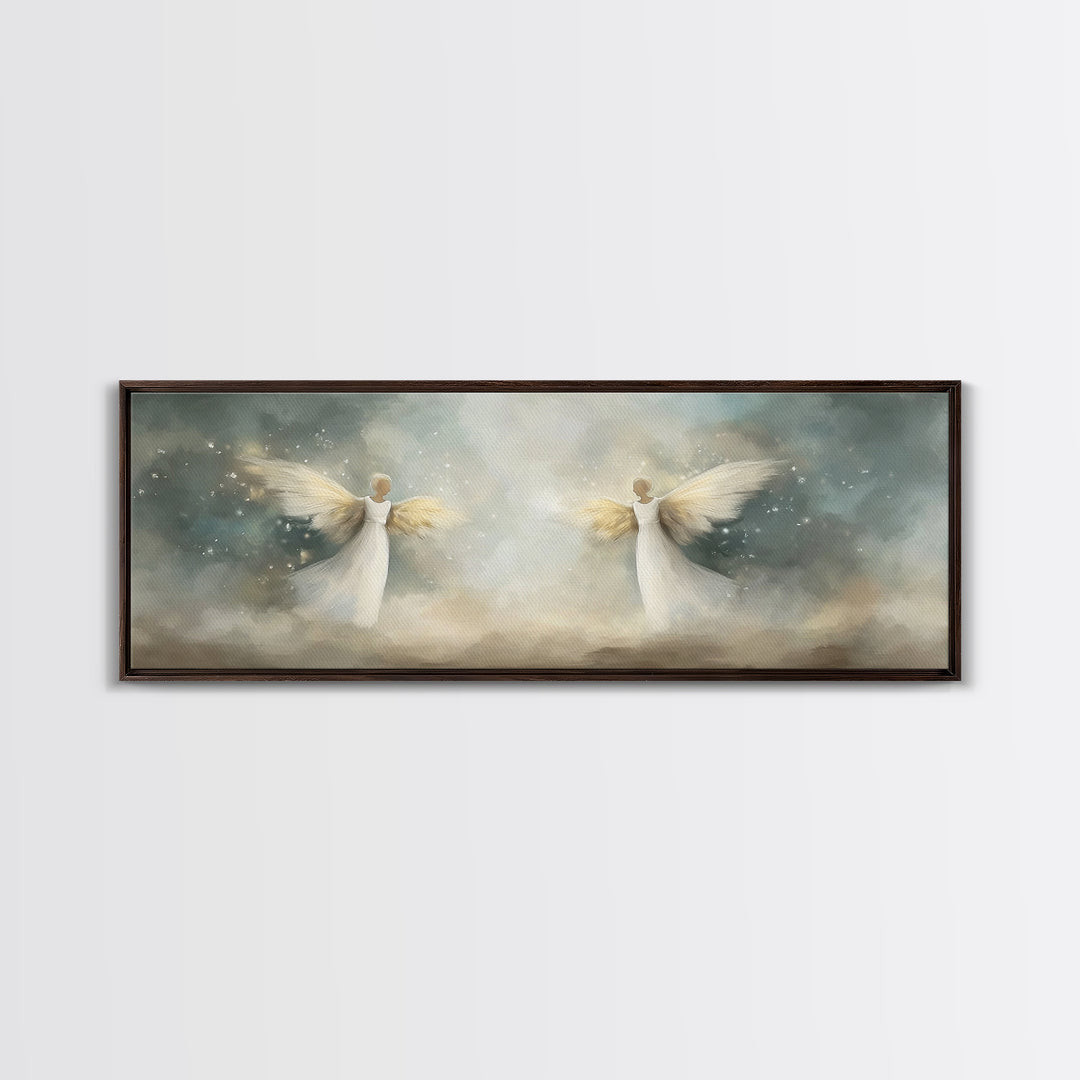 Glory Among Clouds | Framed Canvas Print | Christian Wall Art | Panoramic Art | Christian Art Canvas | Christmas Art | Modern Christian Art