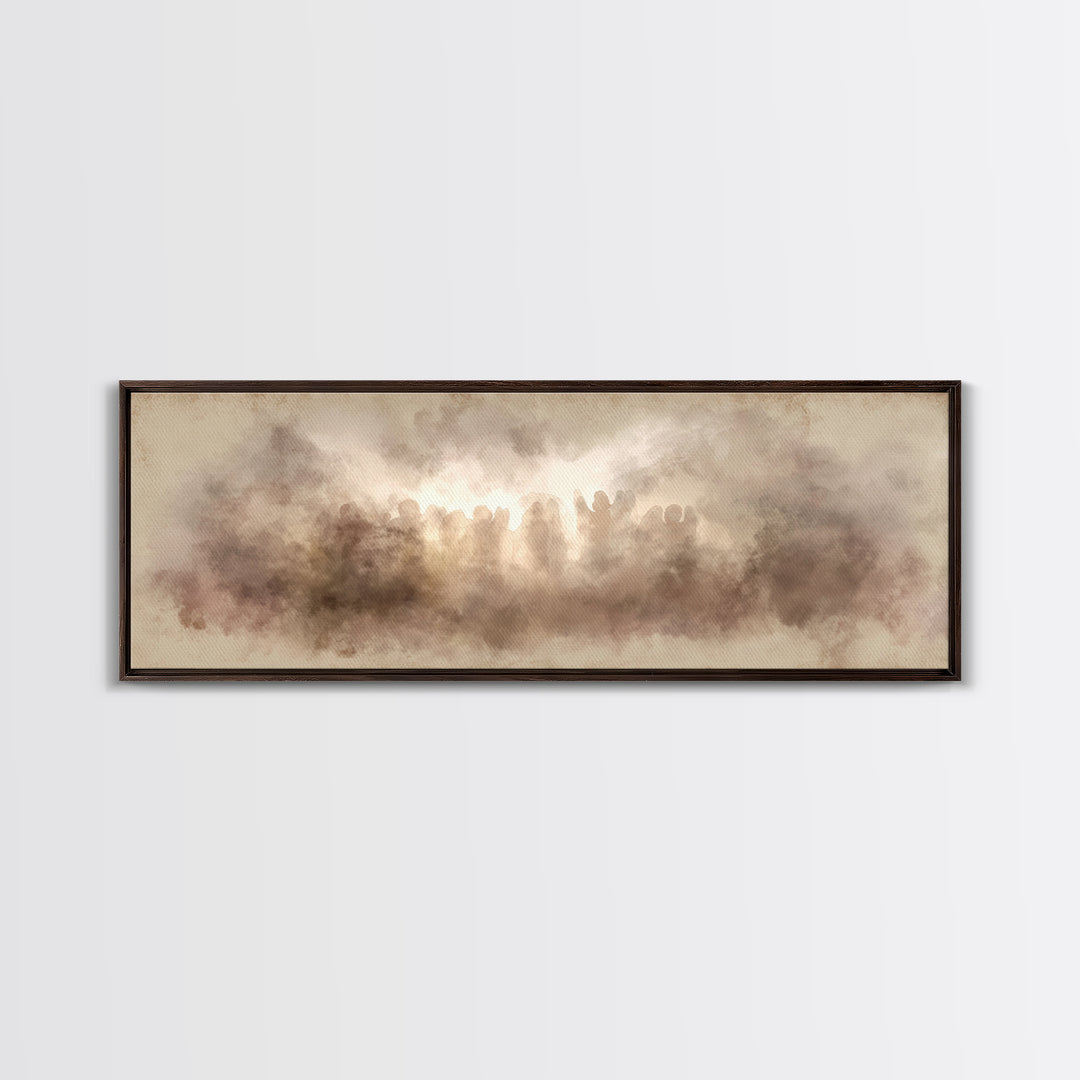 Heaven’s Gentle Heralds | Framed Canvas Print | Christian Art Canvas | Panoramic Frame | Christian Wall Art | Christmas Art Work | Subtle C
