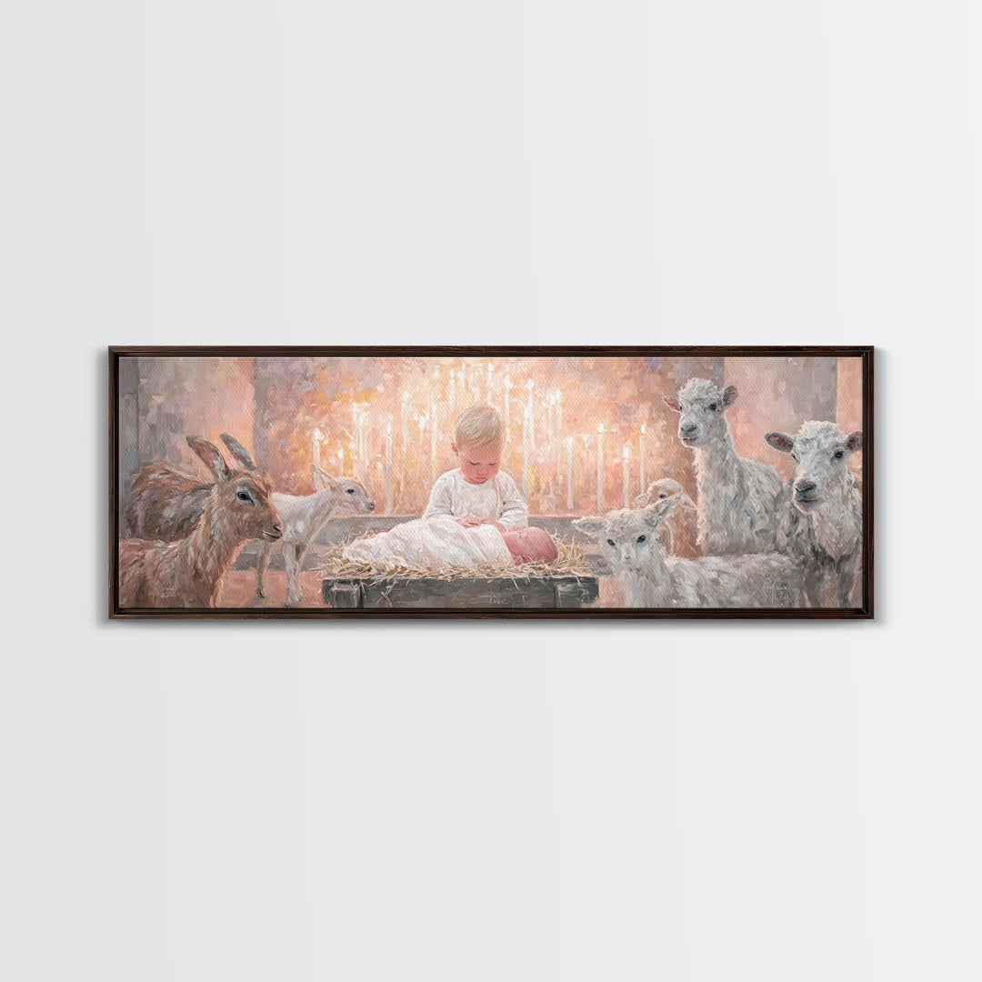 Infant Light Blessing – Framed Canvas Print – Christian Art Canvas – Panoramic Painting – Christmas Wall Art – Christian Art – Christmas Ar