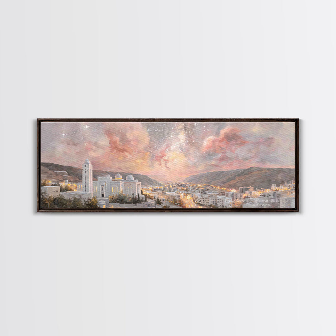 Nazareth Night Sky, Framed Canvas Print, Christian Art Canvas, Jesus Painting, Christmas Wall Art, Panoramic Print, Christian Gift
