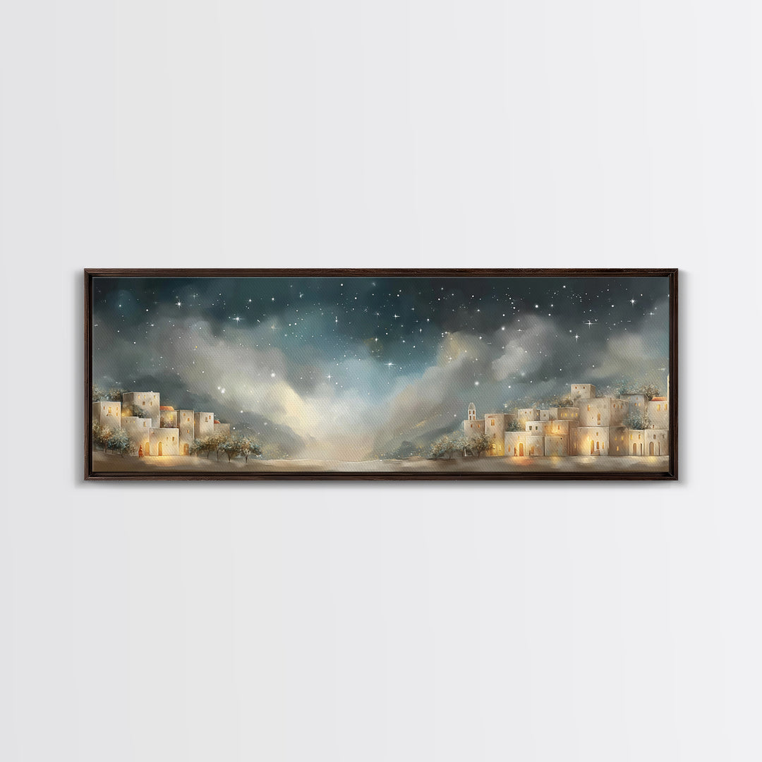 Guiding Star Path - Framed Canvas Print - Christian Art Print - Christmas Art Work - Jesus Canvas Art - Panoramic Wall Art - Christian Deco