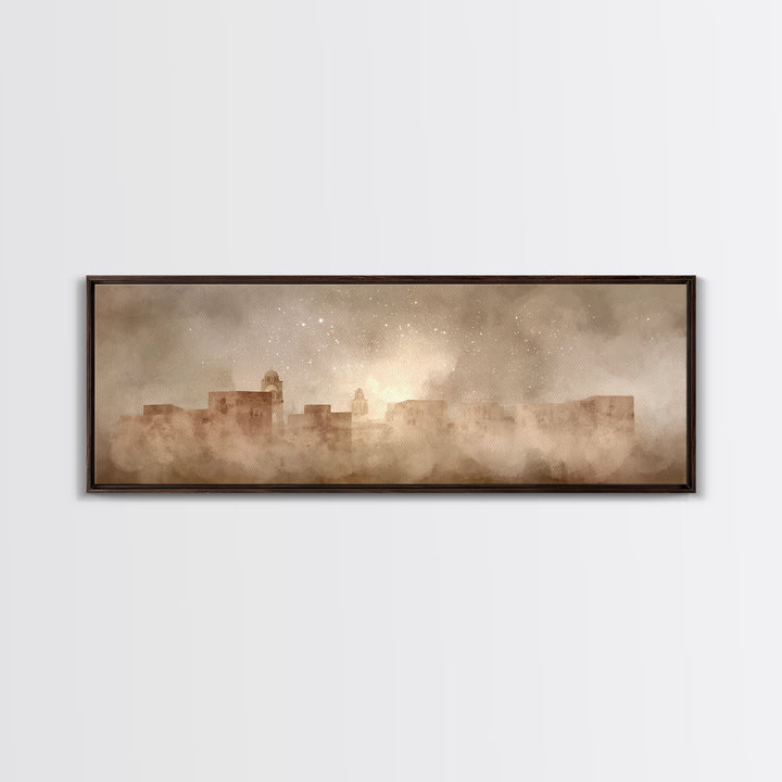 Bethlehem Dawn Haze, Framed Canvas Print, Christian Wall Art, Christian Art Canvas, Christmas Art Work, Panoramic Art, Christian Gift