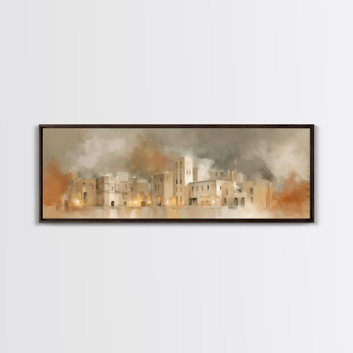 City of Promise – Framed Canvas Print – Christian Christmas Art – Christmas Wall Art – Christian Art Canvas – Panoramic Painting – Christia