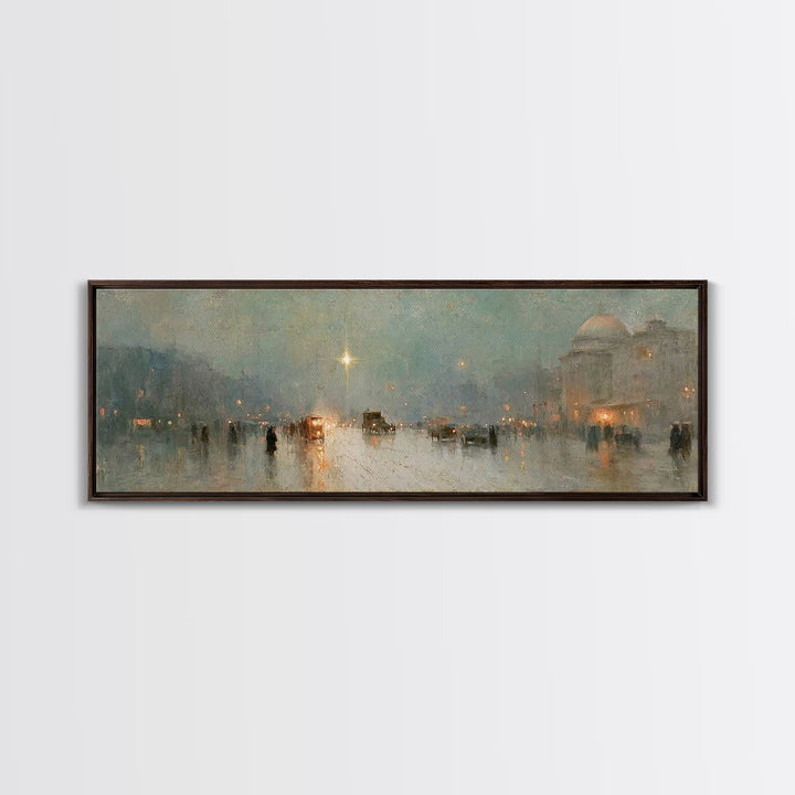Midnight Star Road – Framed Canvas Print – Christmas Art Prints – Christian Wall Art – Christian Art Canvas – Panoramic Frame – Christian A