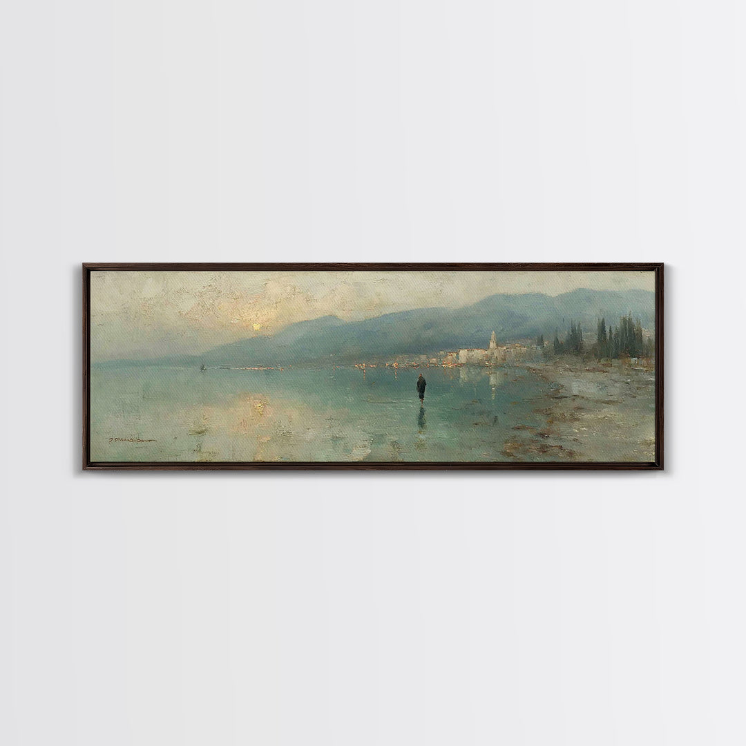 Eternal Dawn Walk – Framed Canvas Print – Christian Art Canvas – Jesus Painting – Panoramic Wall Art – Christian Christmas Art – Christian