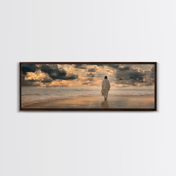Sacred Morning Light | Framed Canvas Print | Christian Wall Art | Modern Jesus Art | Panoramic Painting | Christian Art Print | Christmas A