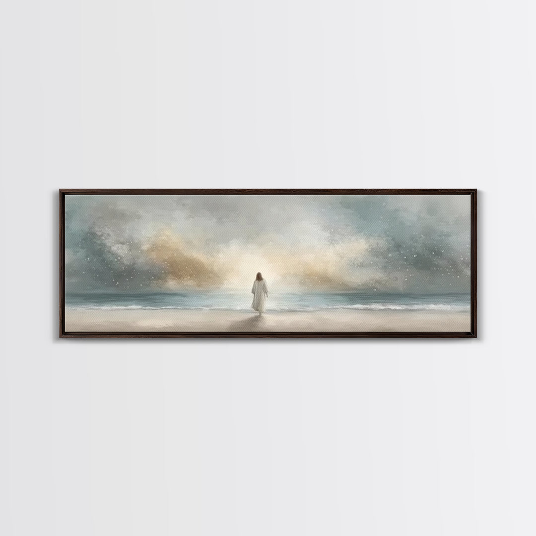 Guiding Peace Horizon, Framed Canvas Print, Christian Art Print, Jesus Painting Canvas, Panoramic Frame, Christian Christmas Art, Christian