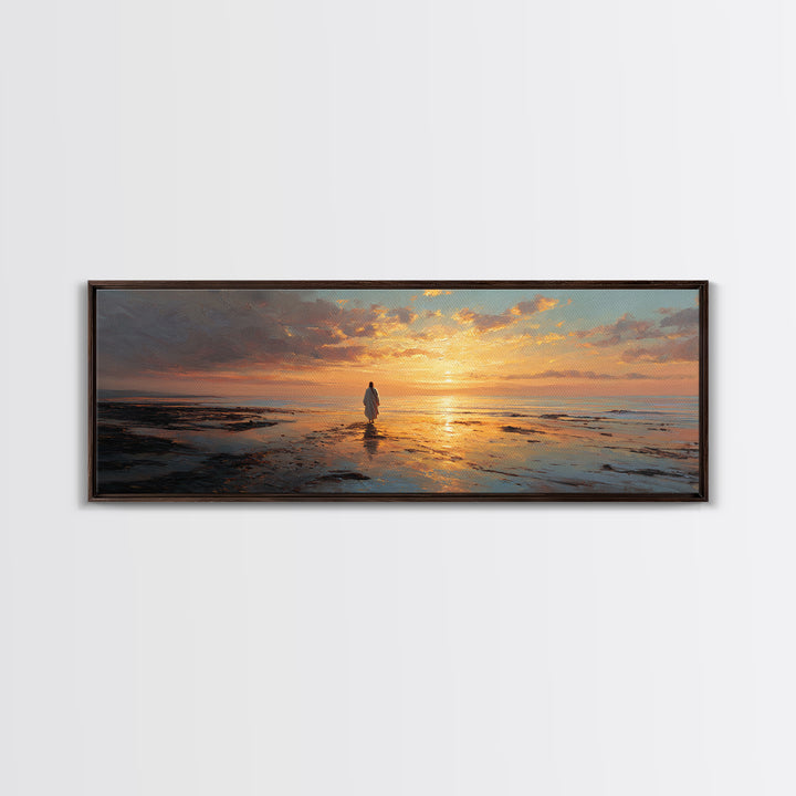 Celestial Tide Journey – Framed Canvas Print – Christian Wall Art – Jesus Canvas Art – Panoramic Painting – Large Christian Art – Christmas