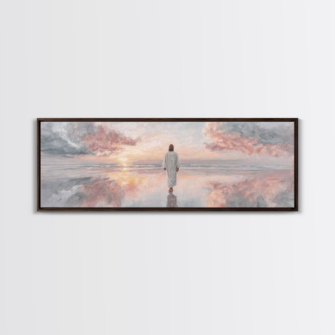 Radiant Promise Sky – Framed Canvas Print – Christian Art Painting – Jesus Art Print – Panoramic Wall Art – Modern Christian Art – Christma