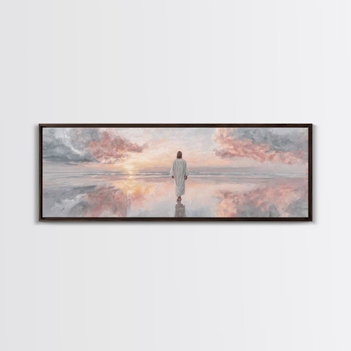 Radiant Promise Sky – Framed Canvas Print – Christian Art Painting – Jesus Art Print – Panoramic Wall Art – Modern Christian Art – Christma
