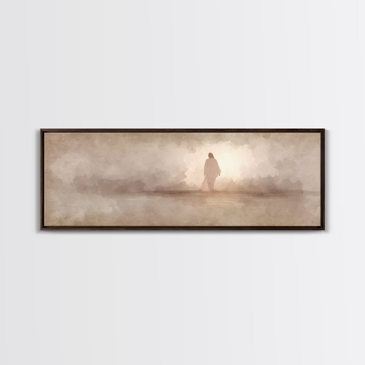 Still Waters Grace | Framed Canvas Print | Christian Paintings | Jesus Canvas Art | Panoramic Painting | Christian Decor | Christmas Art
