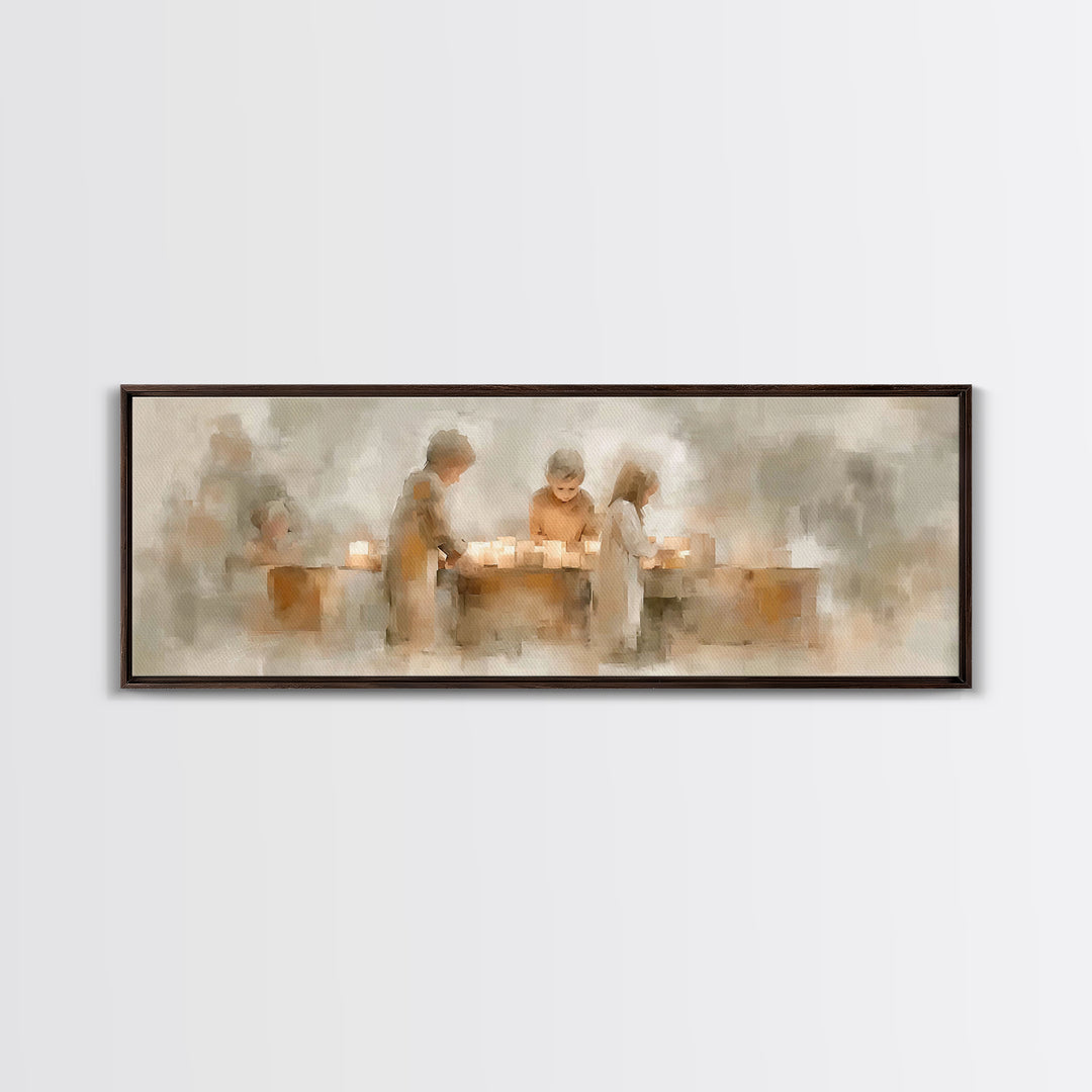 Children Of Light, Framed Canvas Print, Christian Wall Art, Christian Art Canvas, Panoramic Art, Christmas Art Work, Christian Gift