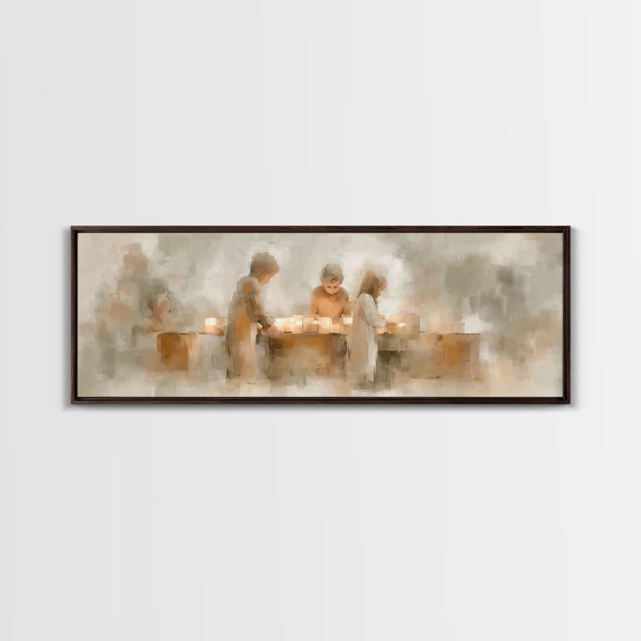 Children Of Light, Framed Canvas Print, Christian Wall Art, Christian Art Canvas, Panoramic Art, Christmas Art Work, Christian Gift