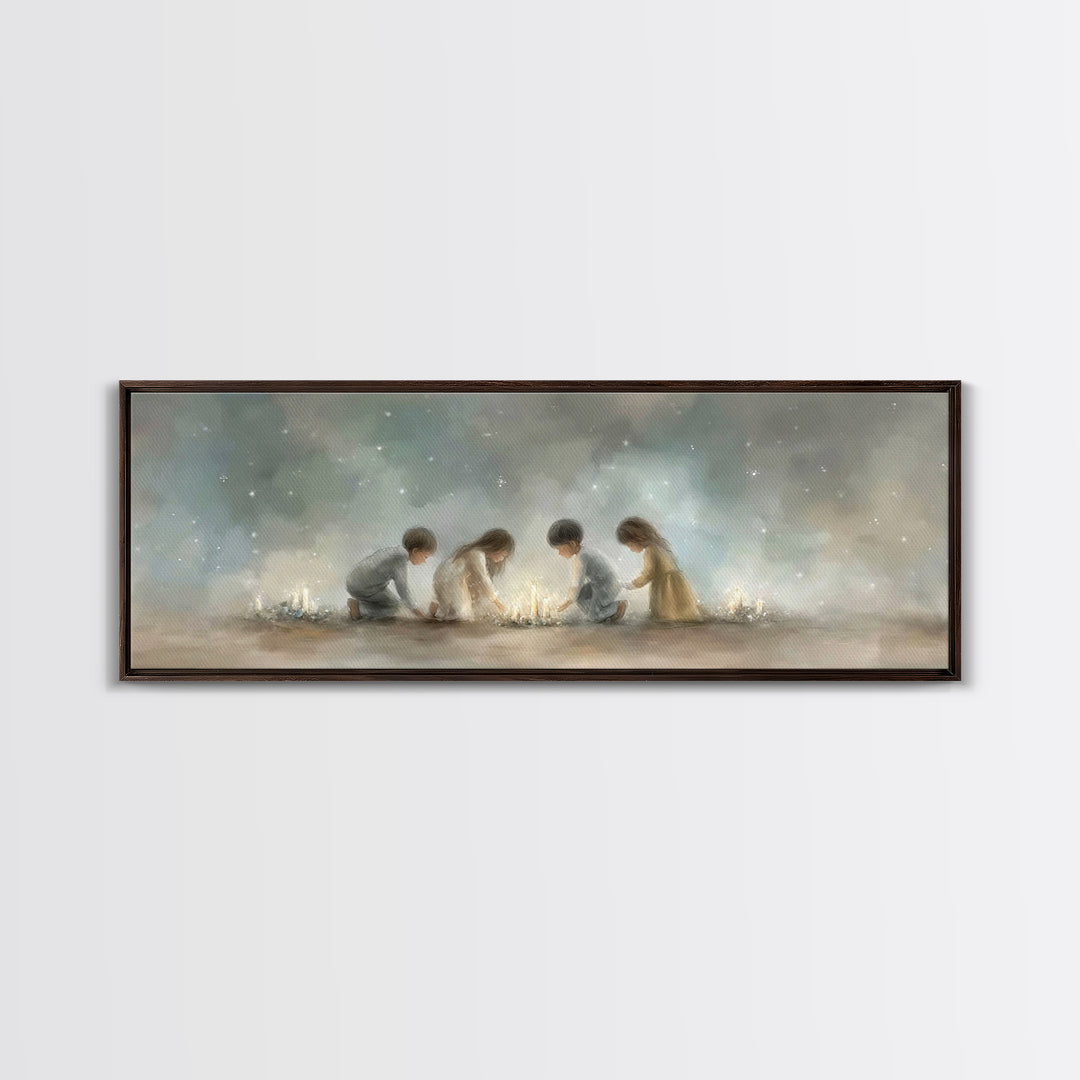 Children Of Wonder, Framed Canvas Print, Christmas Art, Christian Wall Art, Panoramic Print, Christian Art Canvas, Christian Christmas Art