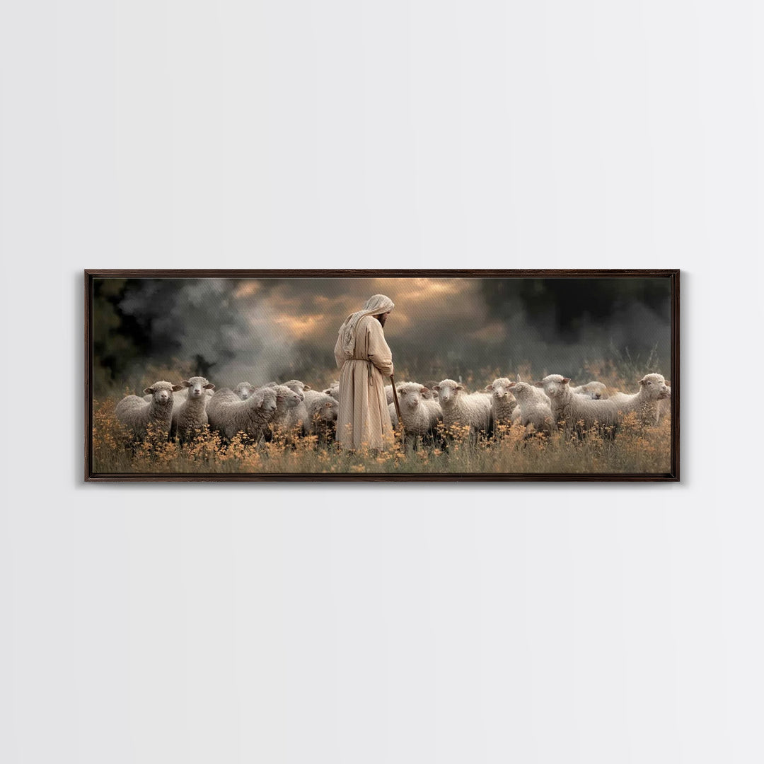 Shepherds Of Peace – Framed Canvas Print – Christian Wall Art – Jesus Painting – Christian Art Canvas – Panoramic Art – Christian Decor
