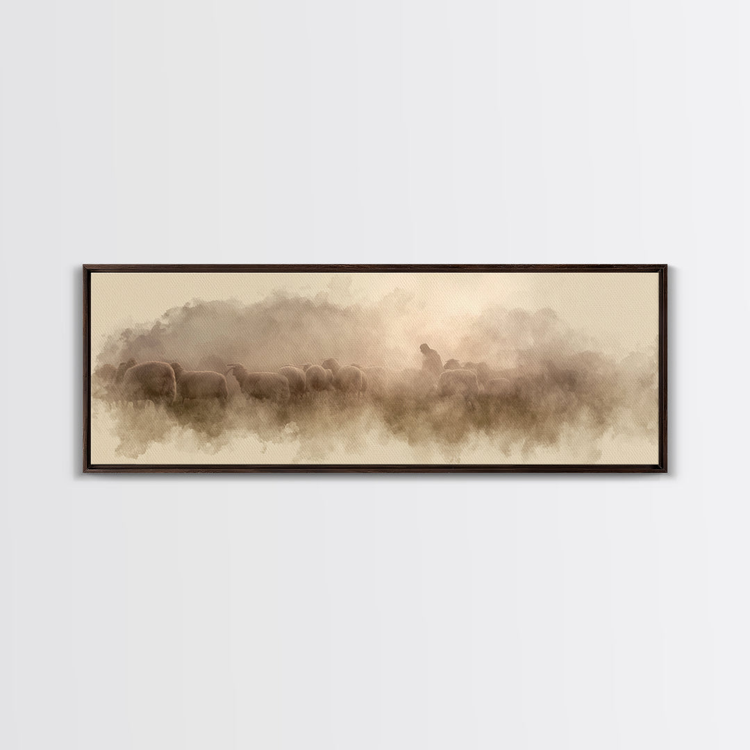 Mist Of Bethlehem, Framed Canvas Print, Christian Art Canvas, Christian Painting, Panoramic Wall Art, Modern Christian Art, Christmas Art