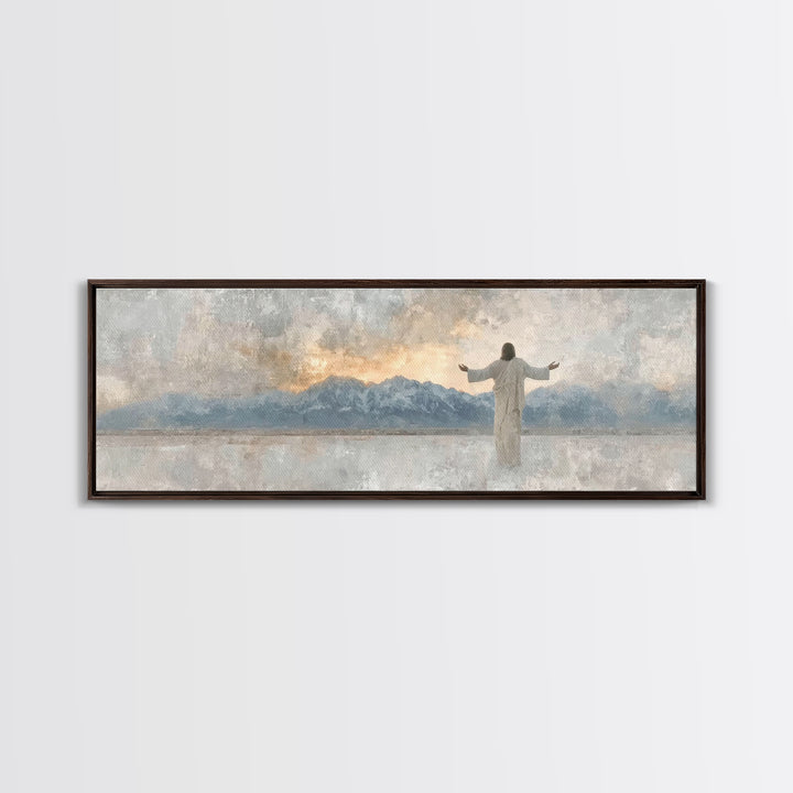 Horizon Of Mercy – Framed Canvas Print – Christian Wall Art – Panoramic Wall Art – Christian Art Canvas – Jesus Painting – Christian Christ