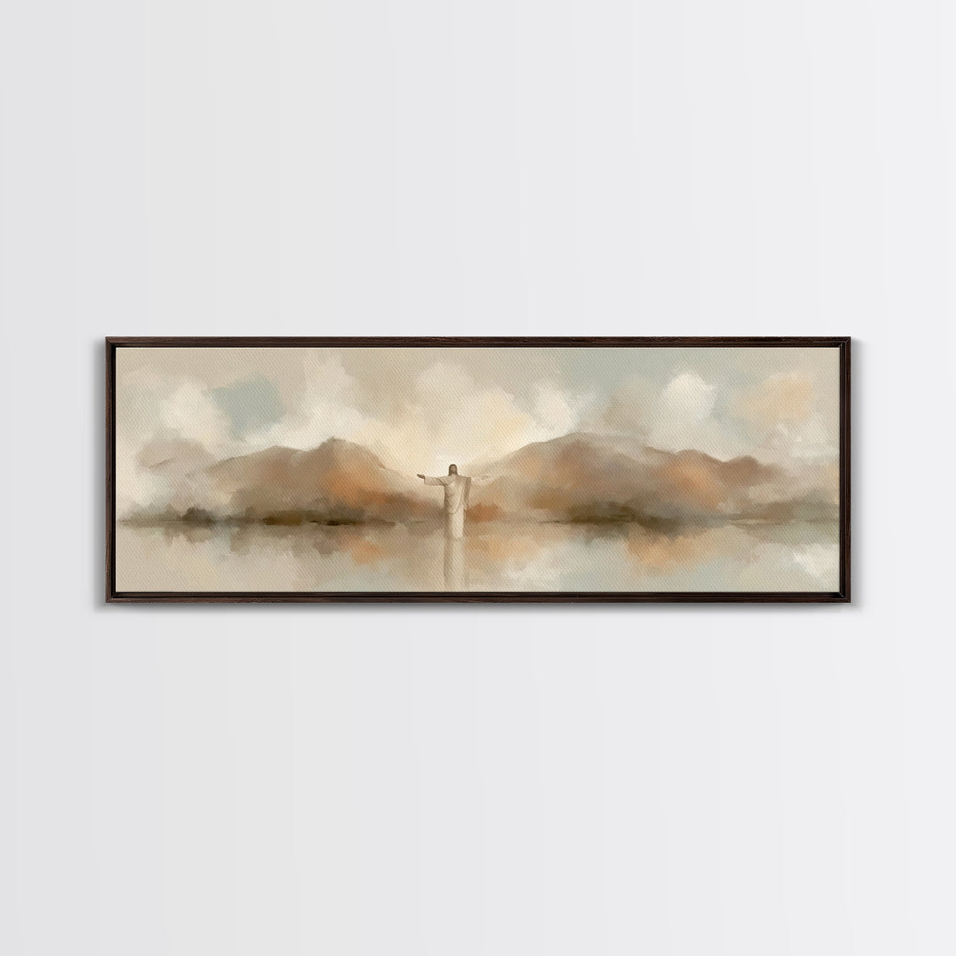 Still Waters Blessing, Framed Canvas Print, Panoramic Art, Christian Wall Art, Christian Art, Jesus Painting