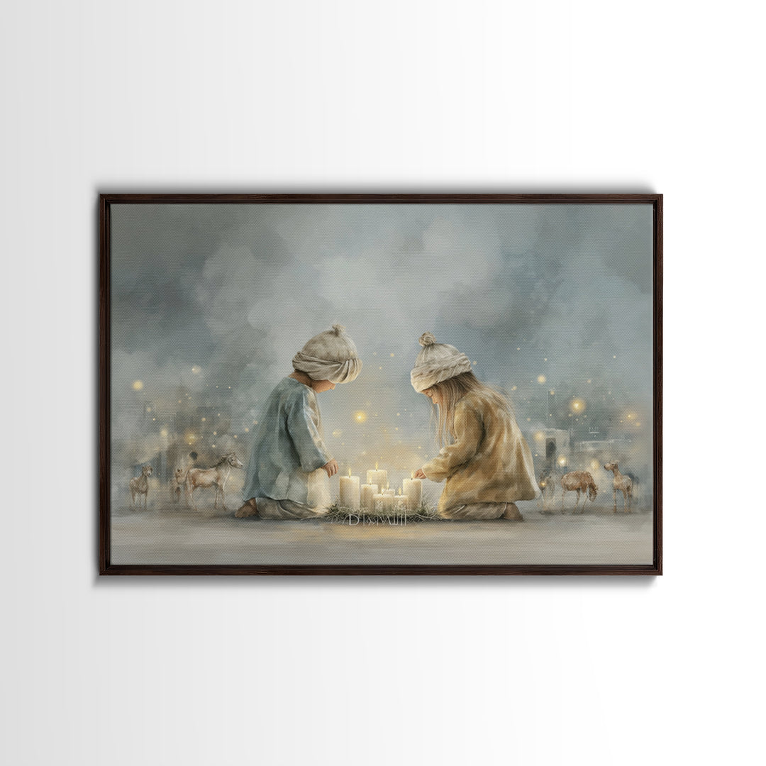 Children Of Light – Framed Canvas Print – Christian Christmas Art – Christian Art Canvas – Christian Wall Art – Christmas Art – Christian D
