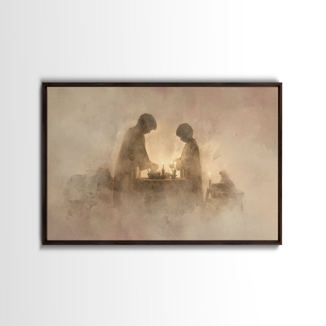 Holy Candle Prayer – Framed Canvas Print – Christian Art Canvas – Christian Wall Art – Christmas Art – Christian Christmas Art – Christian