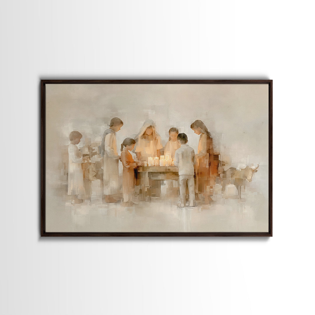 Gathered In Grace – Framed Canvas Print – Christmas Art – Christian Art Canvas – Christian Wall Art – Christian Christmas Art – Christian G