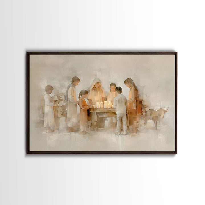 Gathered In Grace – Framed Canvas Print – Christmas Art – Christian Art Canvas – Christian Wall Art – Christian Christmas Art – Christian G