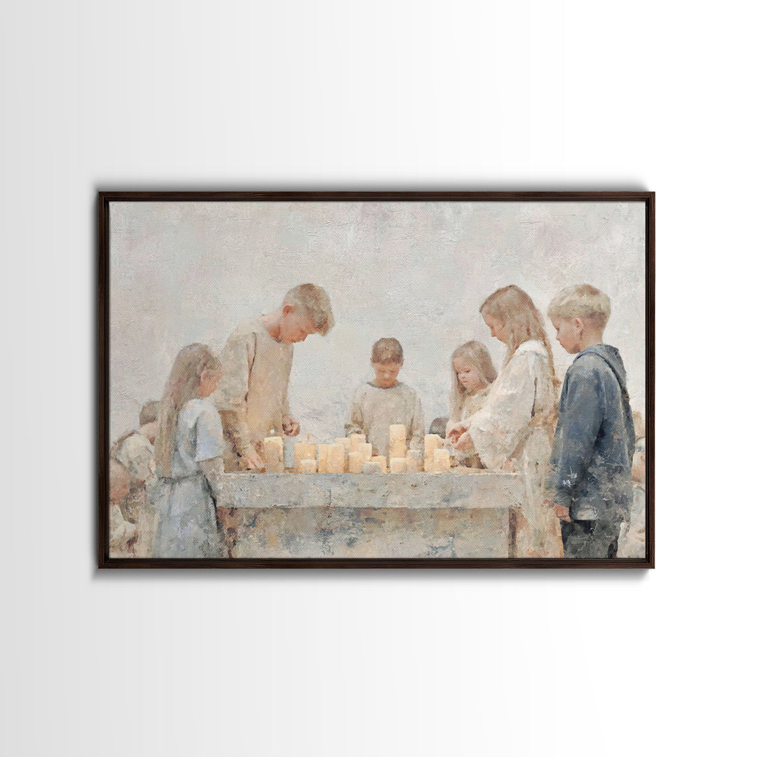 Faithful Kindling – Framed Canvas Print – Christian Christmas Art – Christian Art Canvas – Christian Wall Art – Christmas Art – Christian D