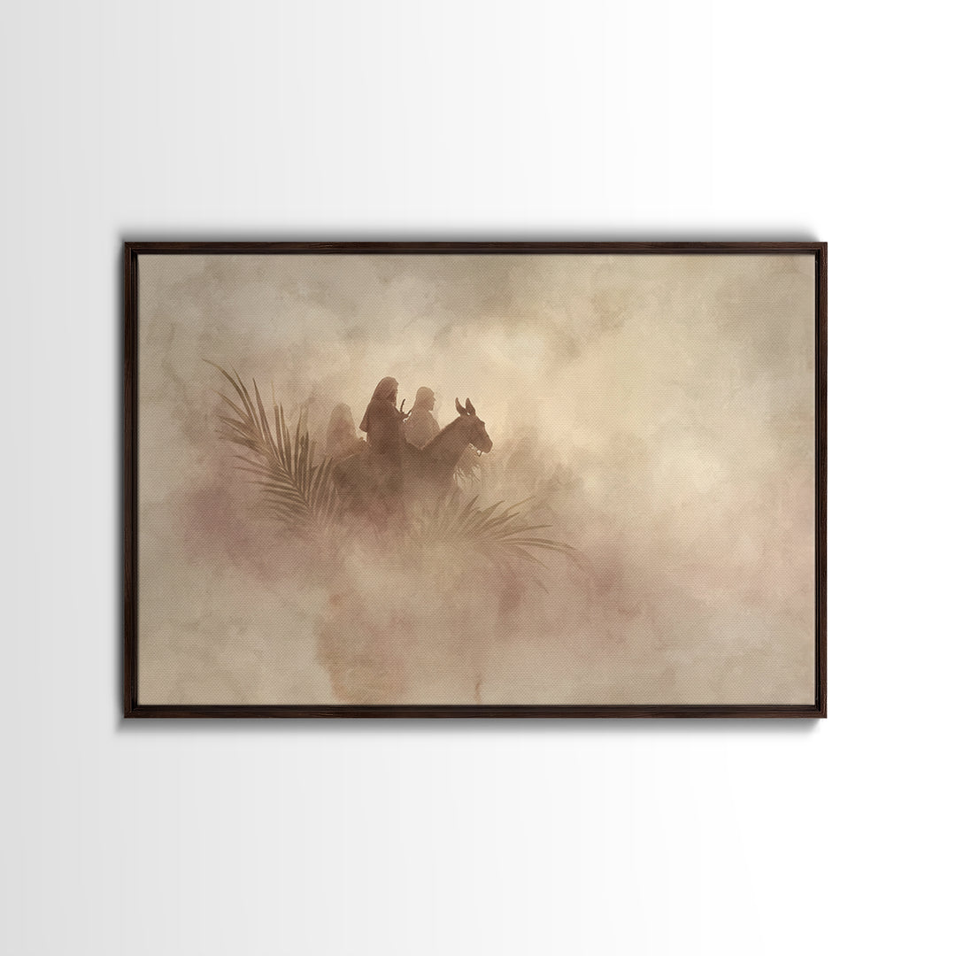 Palm Dawn Reverence - Framed Canvas Print - Christian Art Canvas - Jesus Painting - Christian Wall Art - Christian Christmas Art - Christia