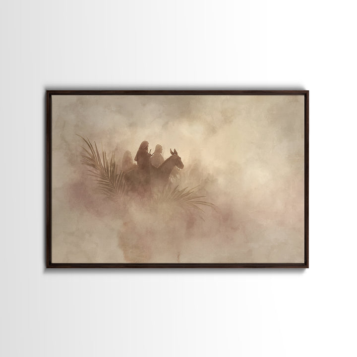 Palm Dawn Reverence - Framed Canvas Print - Christian Art Canvas - Jesus Painting - Christian Wall Art - Christian Christmas Art - Christia