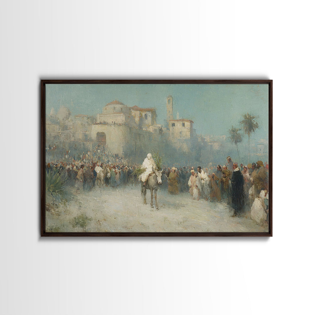 Palm Path Journey - Framed Canvas Print - Christian Art Canvas - Christian Christmas Art - Jesus Painting - Christian Wall Art - Christian