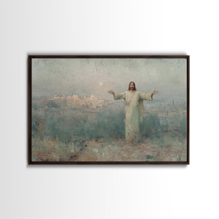 Risen City Blessing – Framed Canvas Print – Christian Wall Art – Jesus Painting – Christian Art Canvas – Vintage Christian Art – Christian