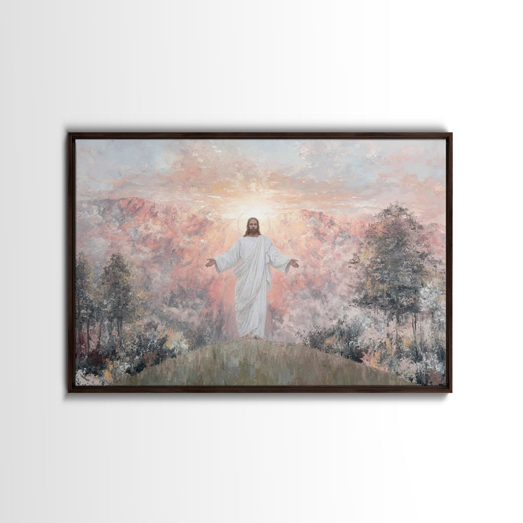 Radiant Summit Grace – Framed Canvas Print – Christian Art Canvas – Jesus Painting – Christian Wall Art – Modern Christian Art – Christian