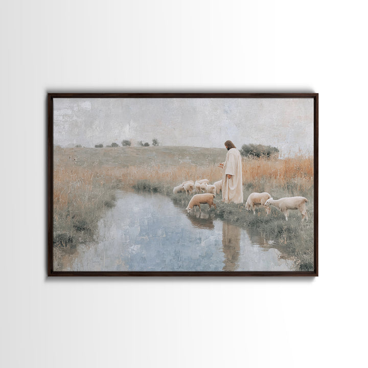 Still Waters Blessing – Framed Canvas Print – Christian Art Canvas – Jesus Painting – Christian Wall Art – Subtle Christian Art – Christian