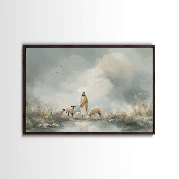 Heavenly Meadow Peace – Framed Canvas Print – Christian Art Canvas – Jesus Painting – Christian Christmas Art – Large Christian Art – Subtl
