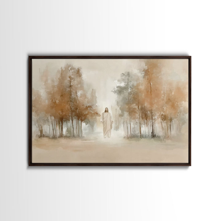Golden Grove Stillness – Framed Canvas Print – Christian Art Print – Jesus Painting – Christian Wall Art – Christian Christmas Art – Vintag