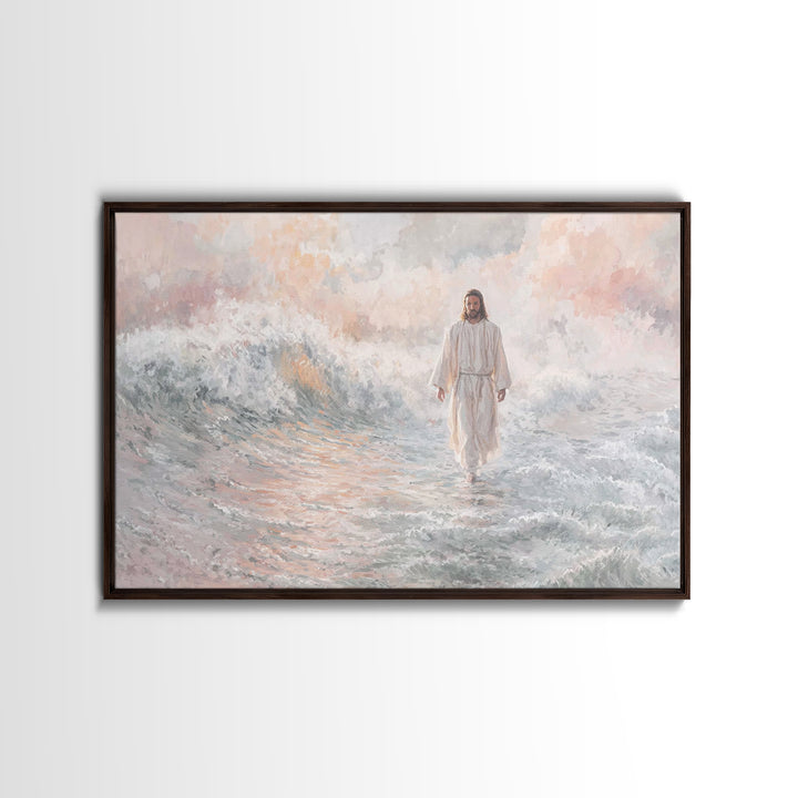 Light Upon Waters, Framed Canvas Print, Christian Art Canvas, Jesus Painting, Christian Wall Art, Modern Christian Art, Christmas Art