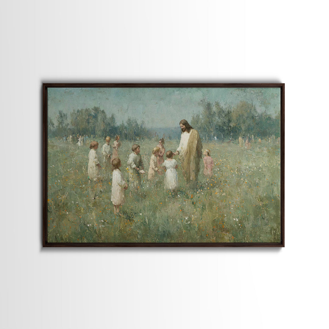 Pasture Of Peace – Framed Canvas Print – Christian Art – Christian Wall Art – Jesus Painting – Christian Art Canvas – Christmas Art Prints