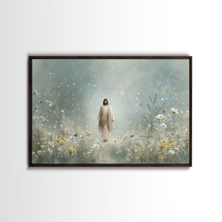 Heavenly Walk, Framed Canvas Print, Christian Wall Art, Christian Art Canvas, Jesus Painting, Modern Christian Art, Christian Christmas Art