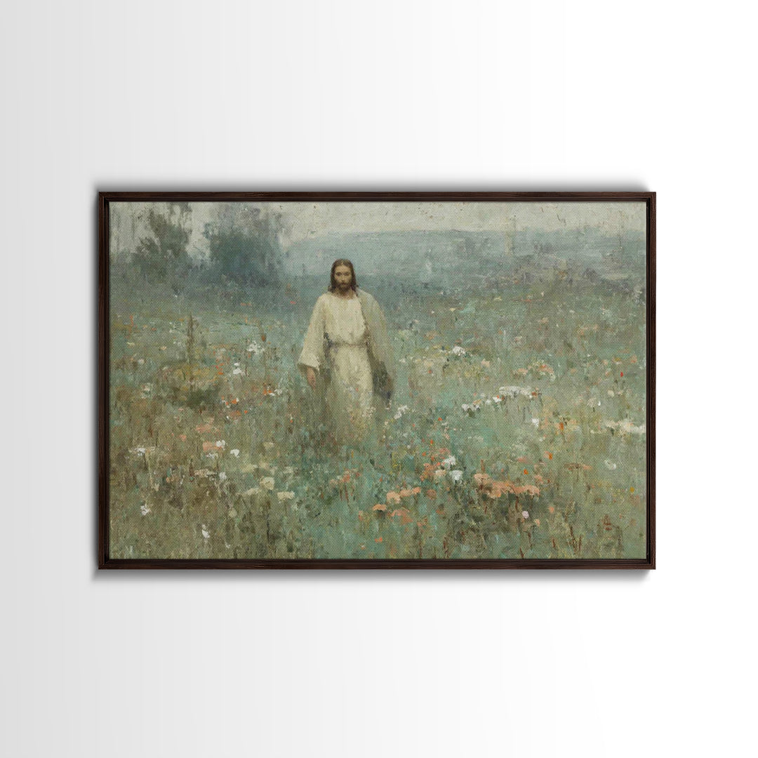 Silent Meadow – Framed Canvas Print – Christian Wall Art – Christian Art Canvas – Jesus Painting – Moody Christian Art – Christmas Art Prin