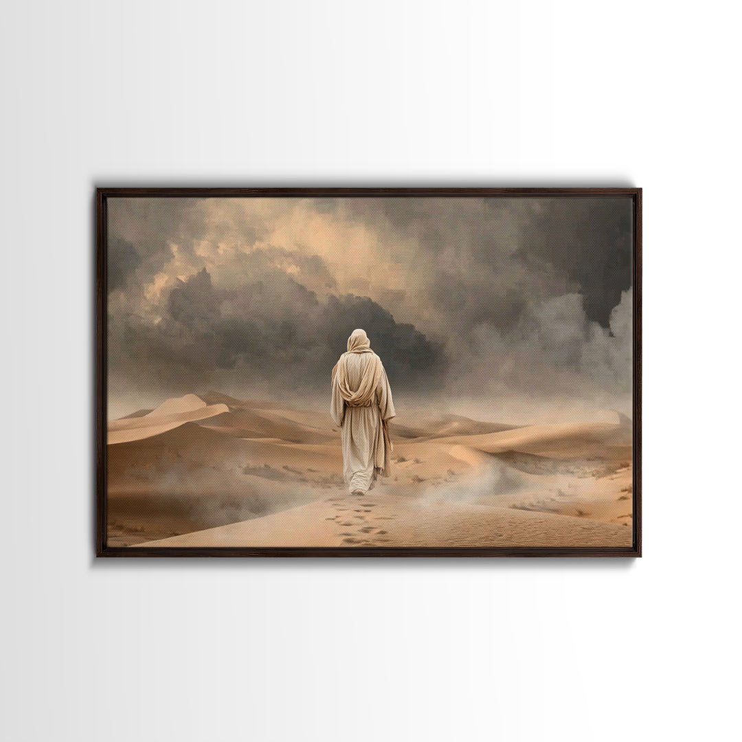 Stormwalk Path | Framed Canvas Print | Christian Wall Art | Christian Art Canvas | Jesus Painting | Moody Christian Art | Christian Decor