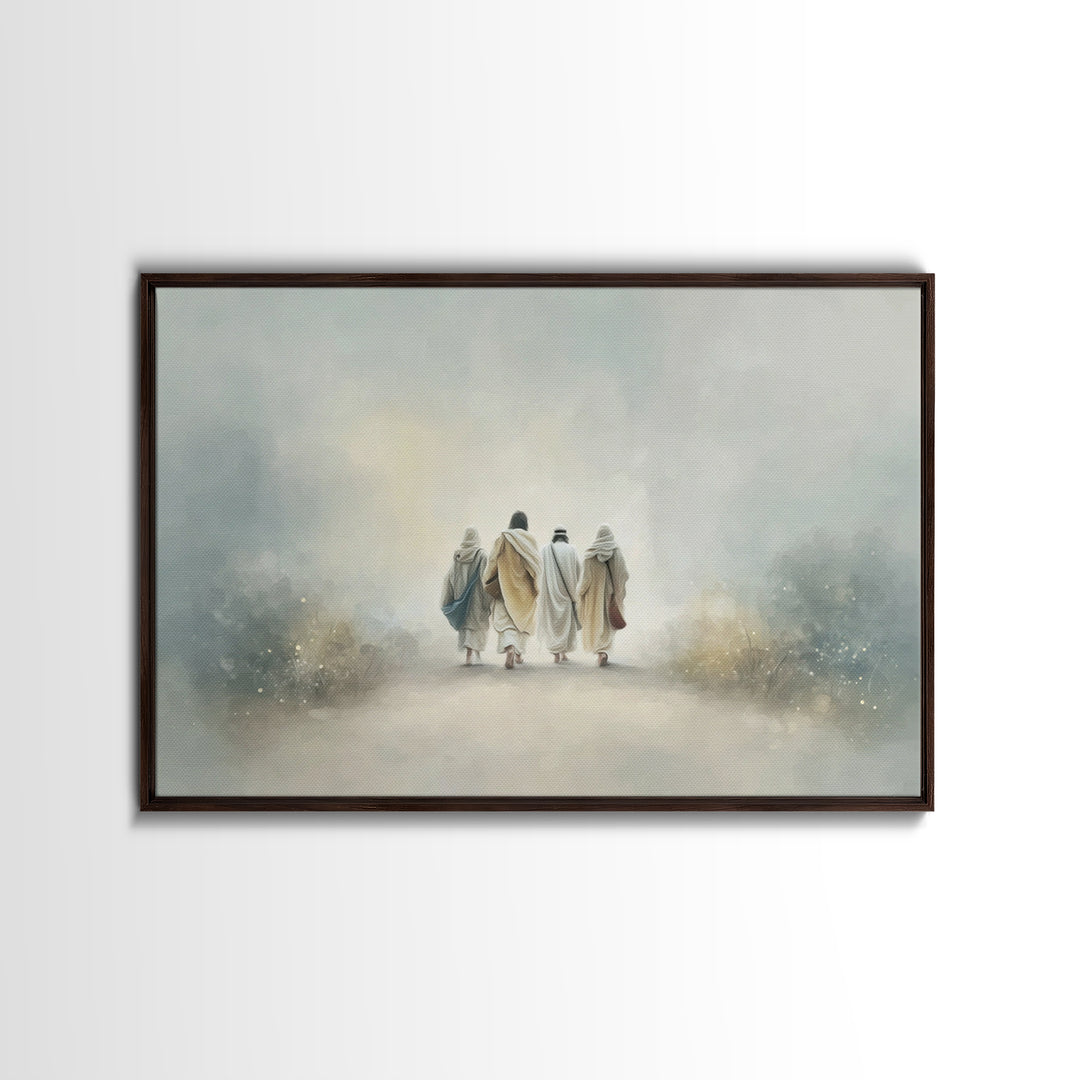 Walk Of Fellowship, Framed Canvas Print, Christian Art Canvas, Christian Wall Art, Jesus Painting, Christian Art, Modern Christian Painting