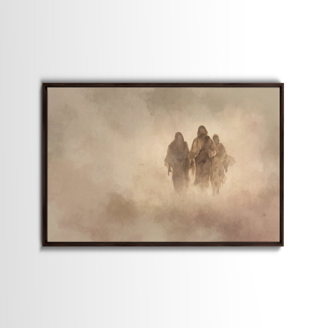 Pilgrim Companions – Framed Canvas Print – Christian Wall Art – Jesus Painting – Christian Art Canvas – Abstract Christian Art – Christian
