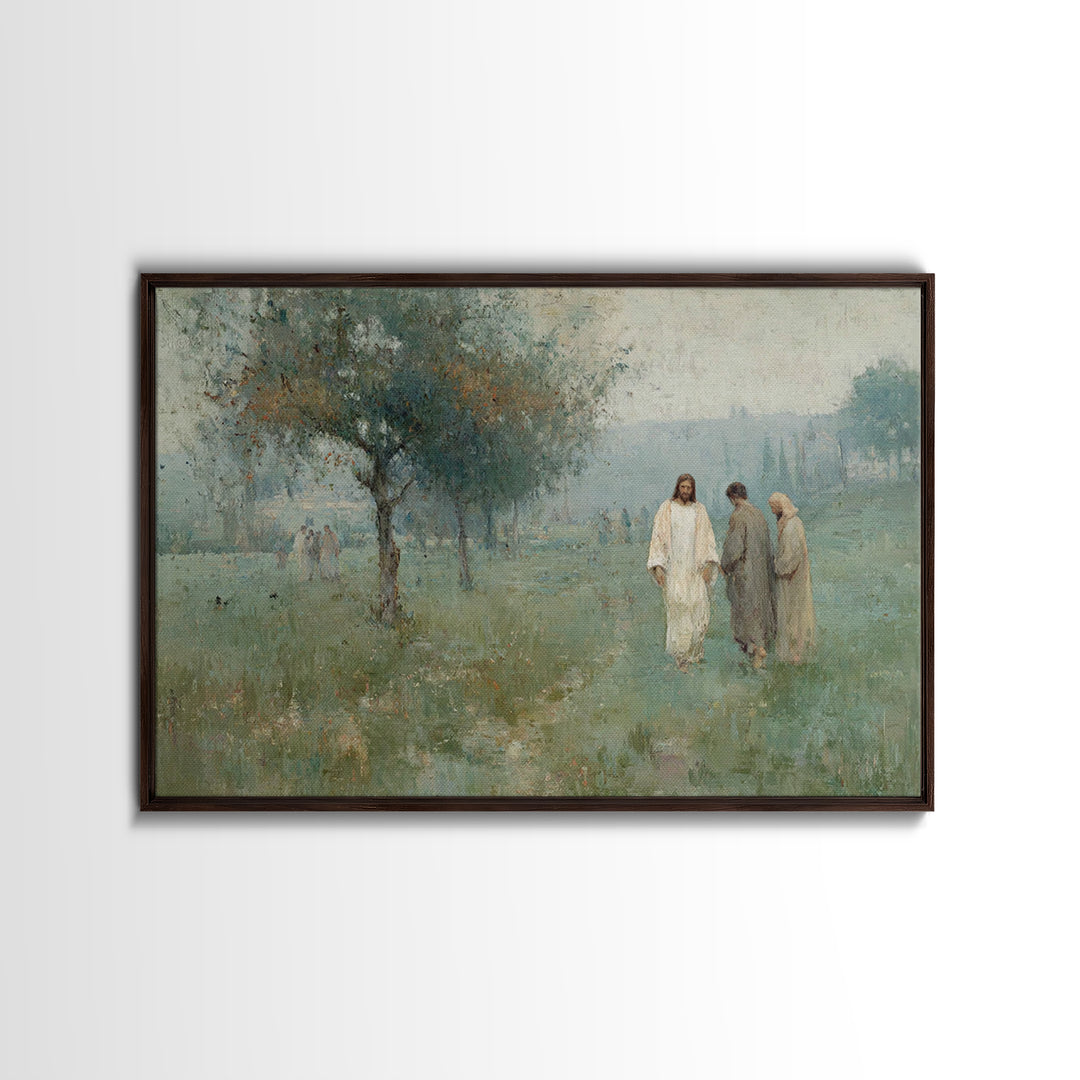 Garden Walk Light – Framed Canvas Print – Christian Wall Art – Jesus Painting – Christian Art Canvas – Modern Christian Painting – Christia