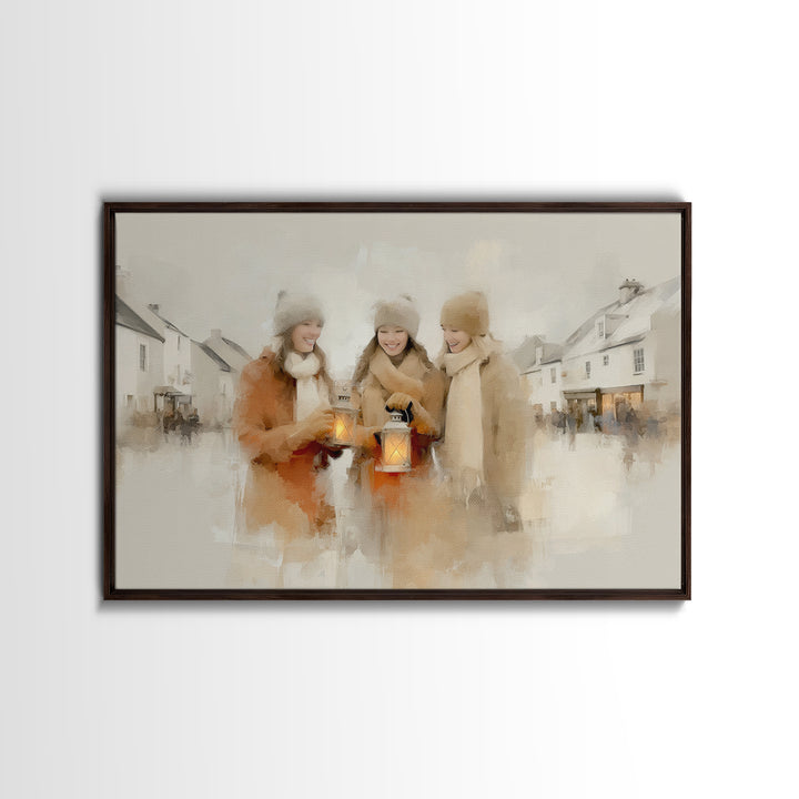 Winter Lantern Light | Framed Canvas Print | Christmas Art Prints | Christian Christmas Art | Christmas Wall Art | Christmas Art Canvas | H