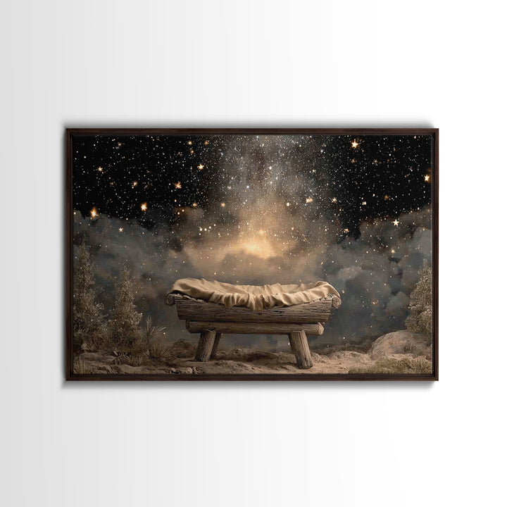 Manger Glory, Framed Canvas Print, Christian Christmas Art, Nativity Art, Christian Wall Art, Christmas Art Prints, Christian Art Canvas