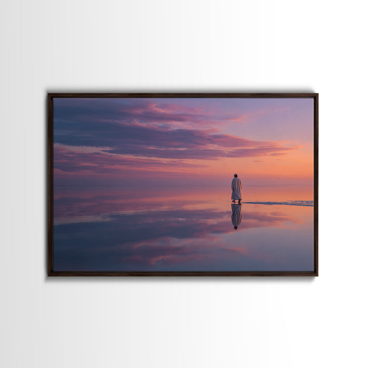 Twilight Walk of Peace – Framed Canvas Print – Christian Wall Art – Jesus Painting – Christian Art Canvas – Modern Christian Art – Christia