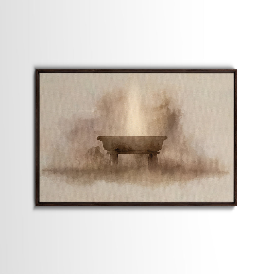 Manger Light – Framed Canvas Print – Christian Wall Art – Christian Art Canvas – Christmas Art – Christian Christmas Art – Christian Decor