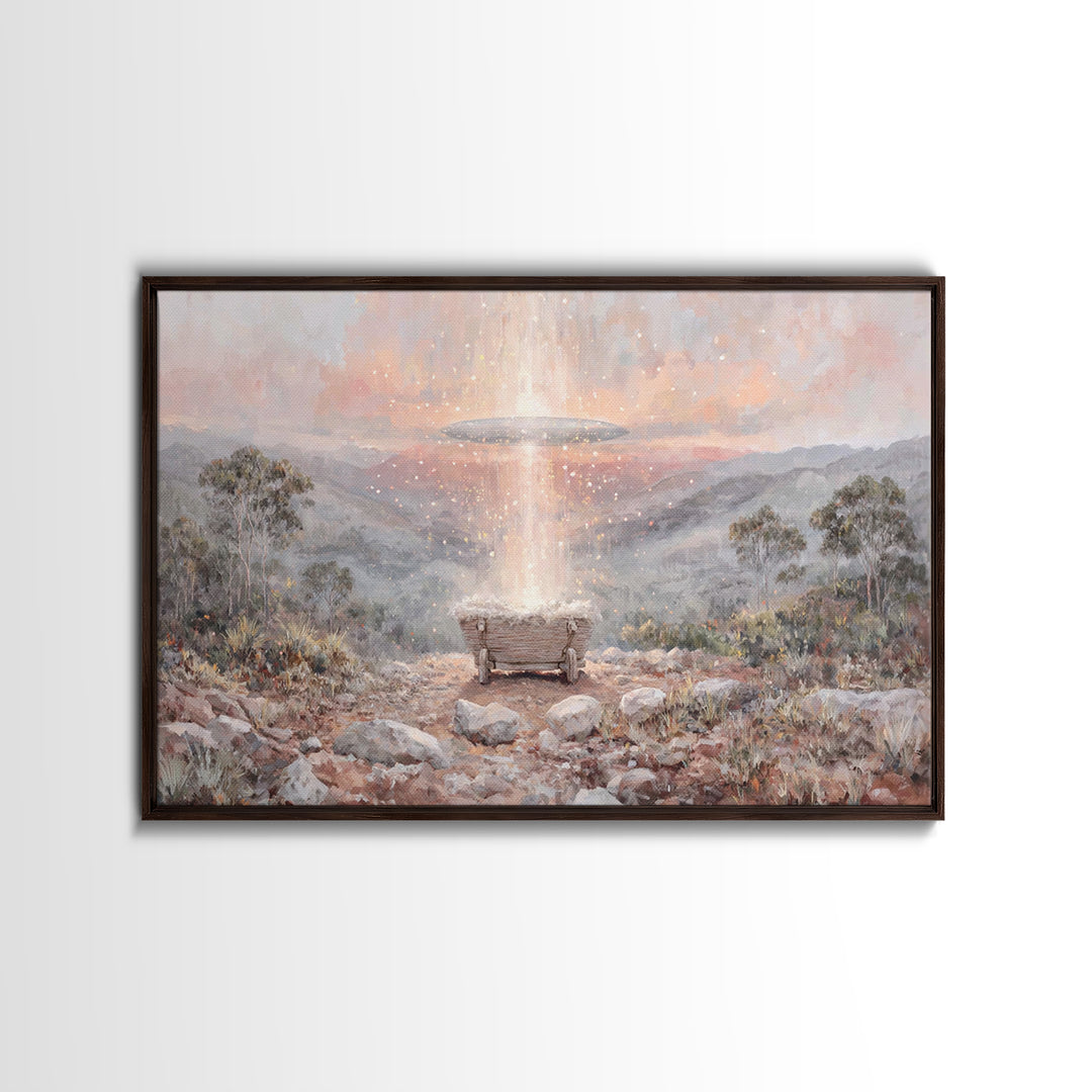 Heavenly Arrival – Framed Canvas Print – Christmas Art – Christian Wall Art – Christian Art Canvas – Christian Decor – Christian Christmas