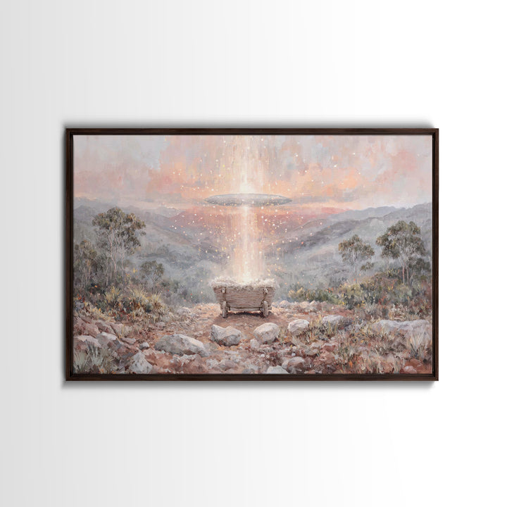 Heavenly Arrival – Framed Canvas Print – Christmas Art – Christian Wall Art – Christian Art Canvas – Christian Decor – Christian Christmas
